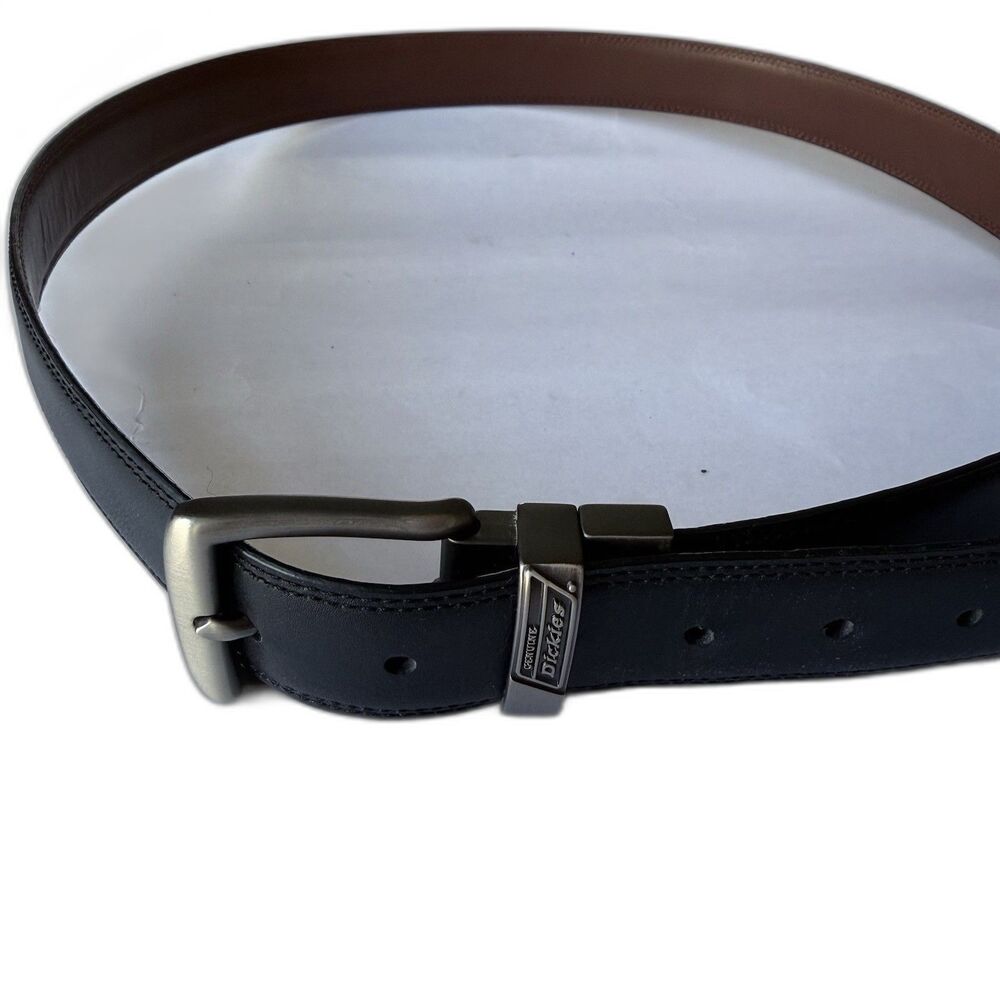 Genuine Dickies Reversible Black And Brown Leather Belt Work Casual Size 44/110